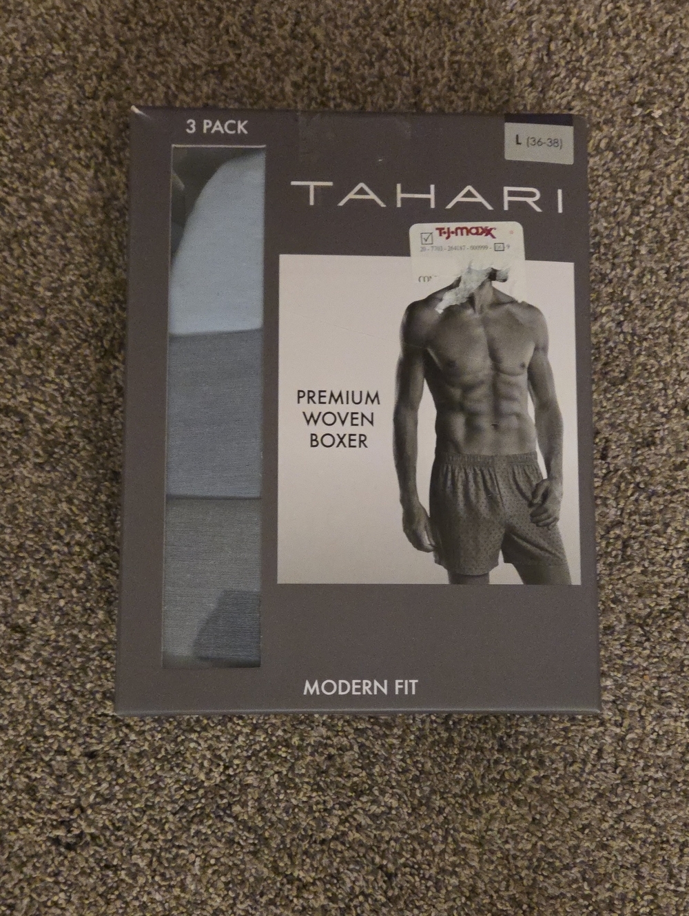Tahari Light Blue & Gray Men's Woven Boxer 3-Pack - Modern Fit Size Large NWT